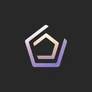 Geode app icon: a pentagon outline in a peach to violet gradient on charcoal