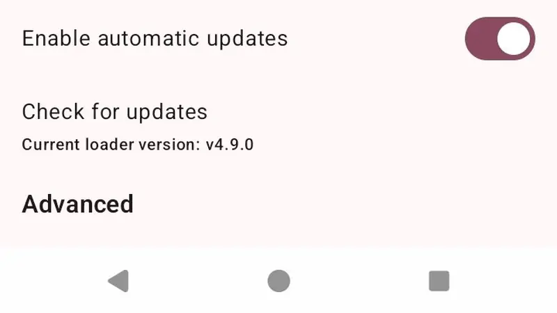 Geode launcher settings with gameplay and update options