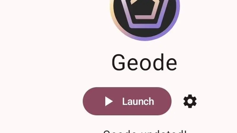 Geode advanced settings and About panel with versions